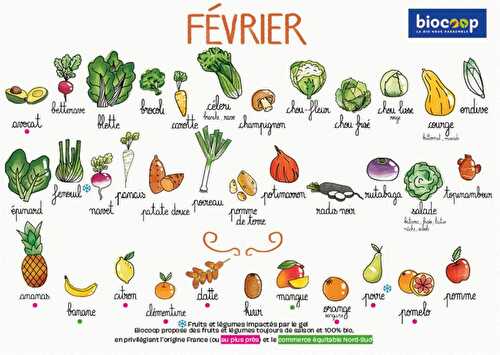 Calendrier des légumes et fruits de saison du mois de février