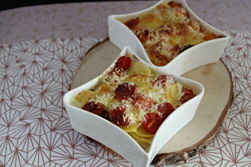 Gratin de pommes de terre, scorsonères et lardons