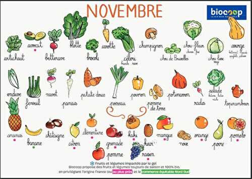 Calendrier des légumes et fruits de saison du mois de novembre