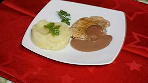 Médaillon de veau sauce cacao et orange et purée vanillée