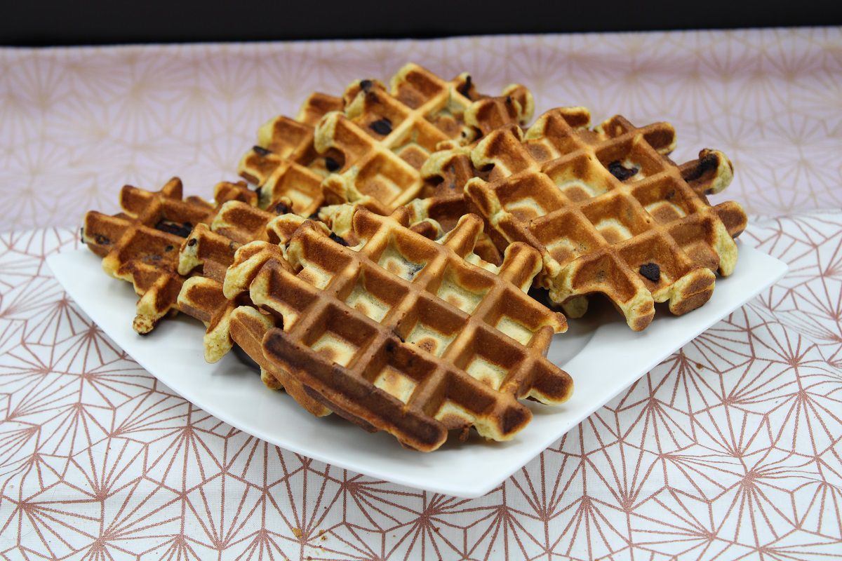 Gaufre légère à la semoule et aux pépites de chocolat