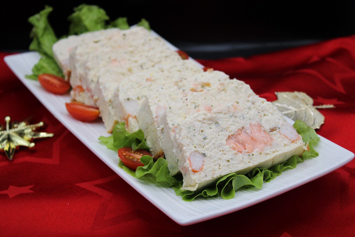 Terrine de poisson au saumon et aux crevettes