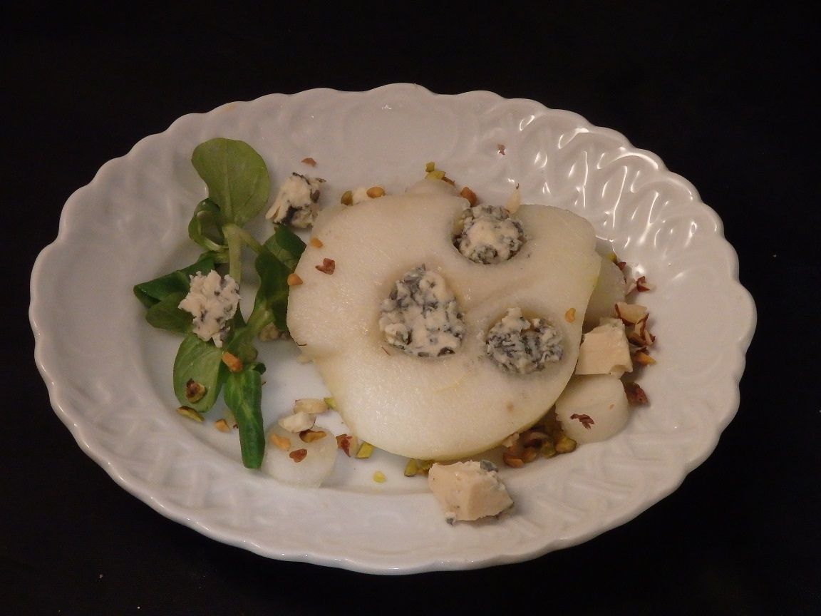 Poire, pistache et fourme d’Ambert