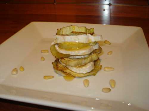 Entrée facile:Mille-feuille aubergine-chèvre