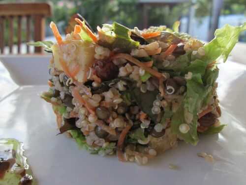 Salade bio et diététique: salade de quinoa, lentilles et boulgour...