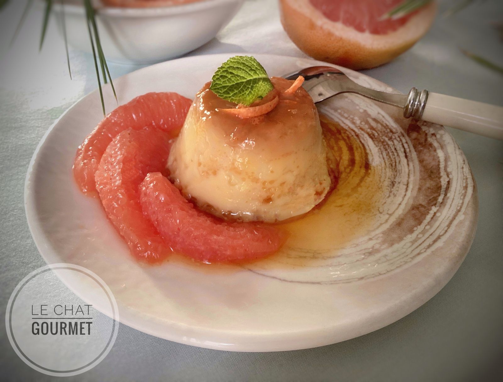 Crèmes caramel au pamplemousse rose