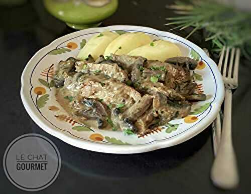 Cuisse de dinde en cocotte aux champignons et crème fraîche 