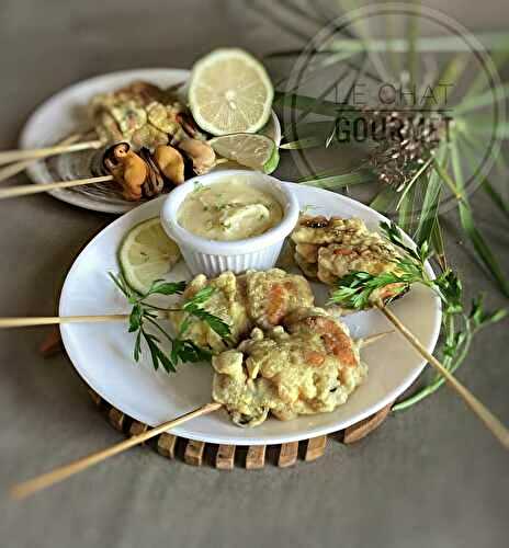 Moules en tempura, mayonnaise citron vert-soja