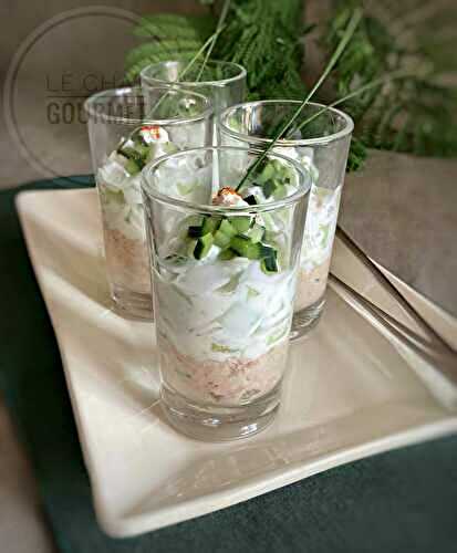 Verrines de concombre et rillettes de thon