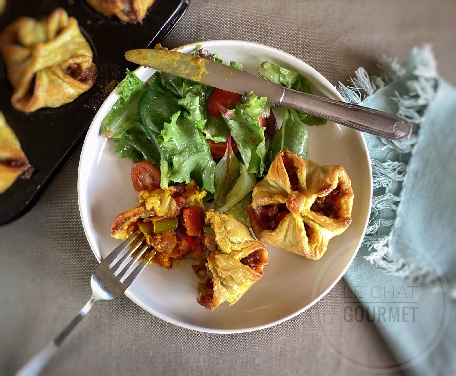 Feuilletés de curry de poulet
