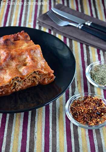 Lasagnes au boeuf, sauce tomate à l'origan et nora hojilla