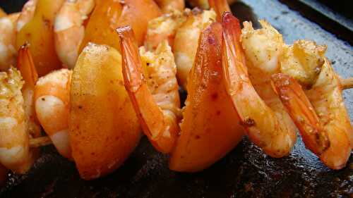 Brochettes de crevettes/abricots tandoori