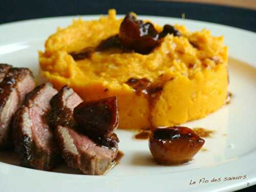 Magrets de canard rôti aux agrumes et purée de patates douces à l'orange
