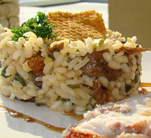 Risotto de cèpes et noix, filet de veau