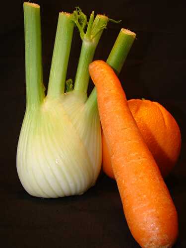 St Jacques sur fenouil caramélisé et sorbet orange-carotte