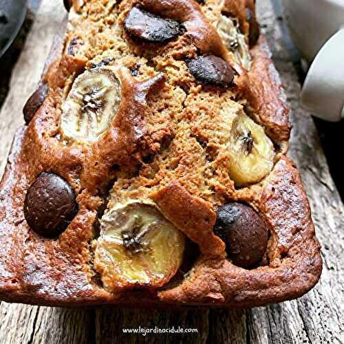 Banana bread aux pépites de chocolat et huile de coco - LE JARDIN ACIDULÉ