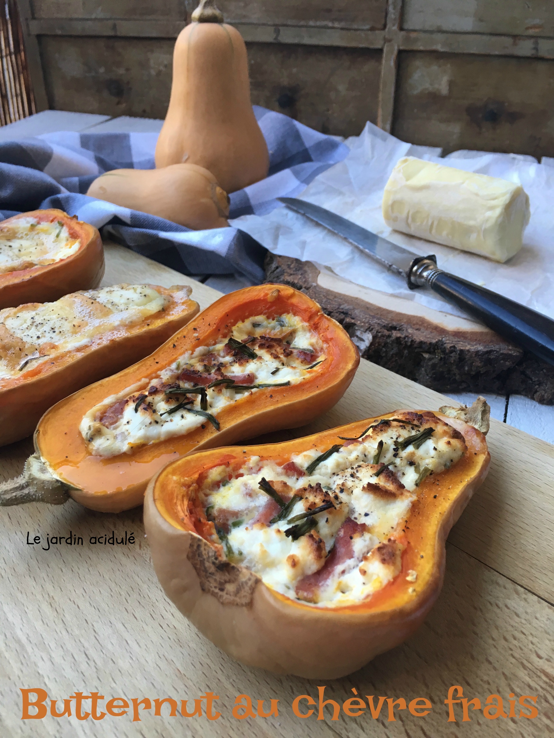 Butternut farcie au chèvre frais - LE JARDIN ACIDULÉ