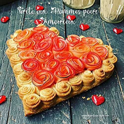 Tarte en forme de coeur et pommes en boutons de roses - LE JARDIN ACIDULÉ