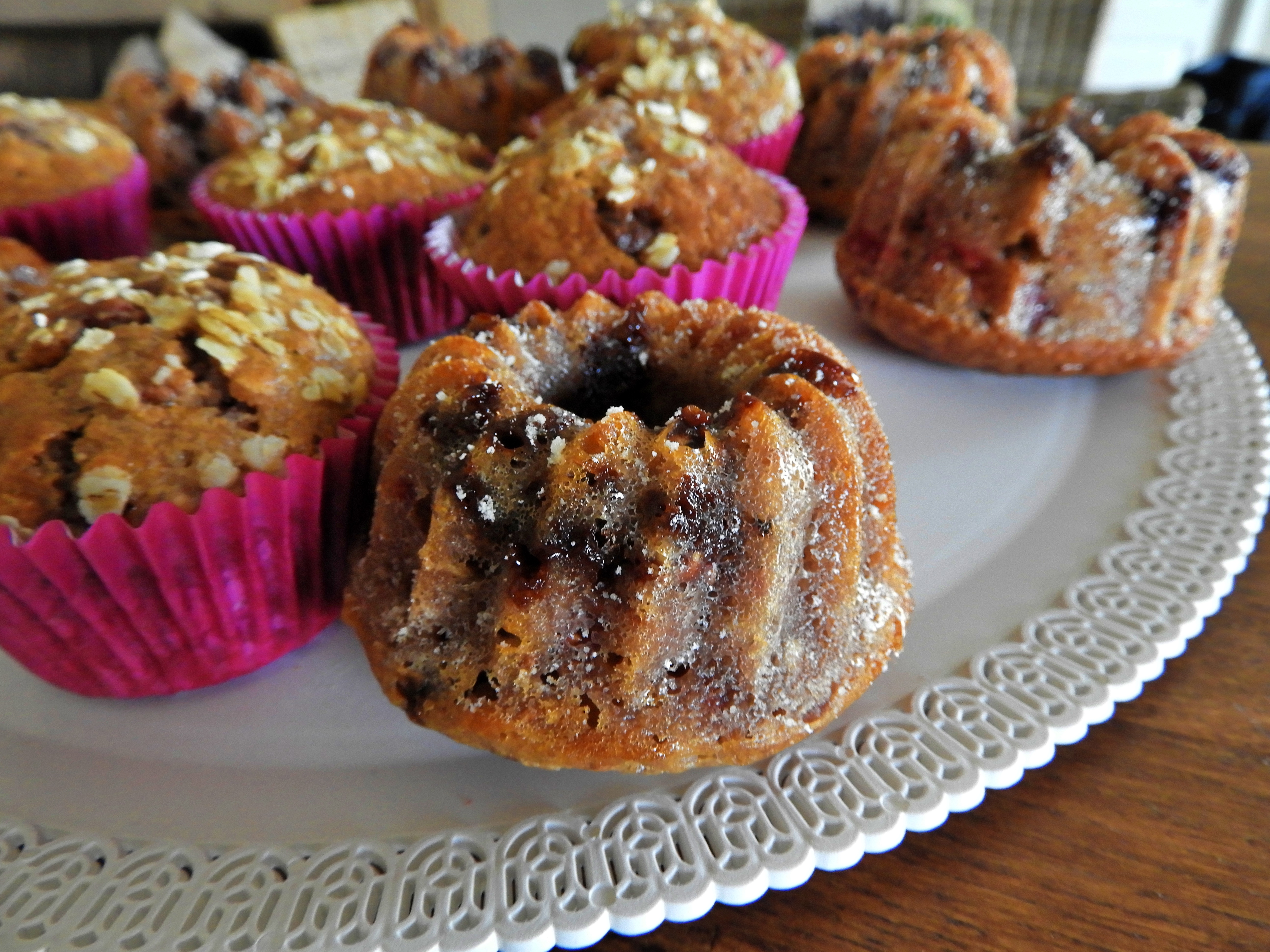 Muffins framboise, chocolat, avoine