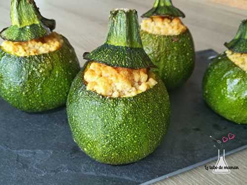 Courgettes rondes farcies aux légumes, chèvre et chorizo avec son crumble au parmesan (companion ou non)