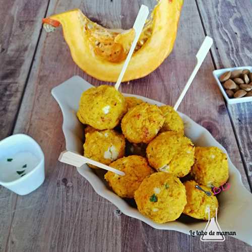 Boulettes de potimarron, feta et amandes