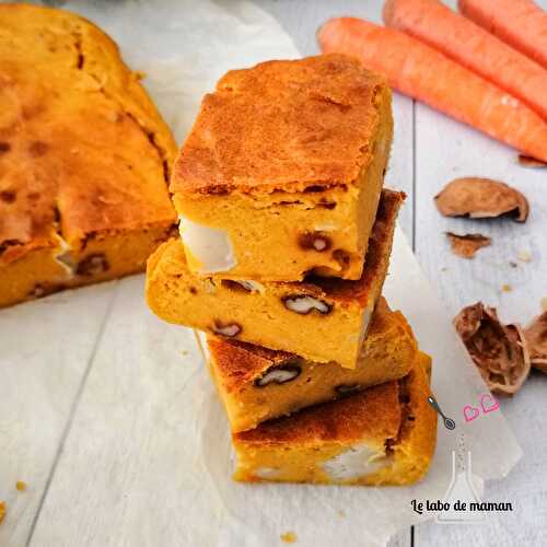 Brownie carottes, chèvre et noix