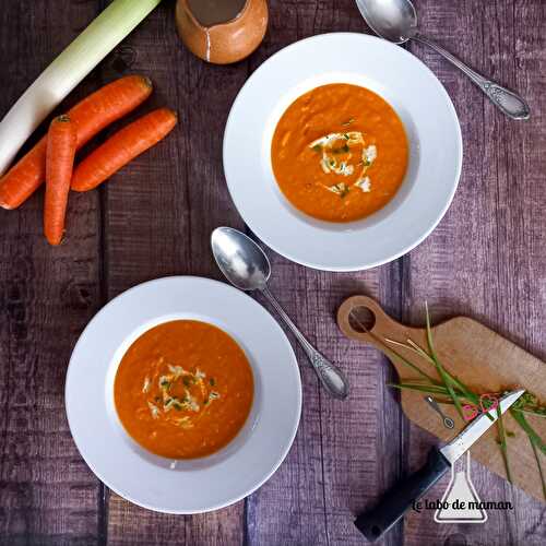 Velouté potimarron, carottes et poireaux
