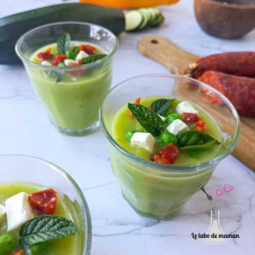 Gaspacho aux courgettes et aux petits pois