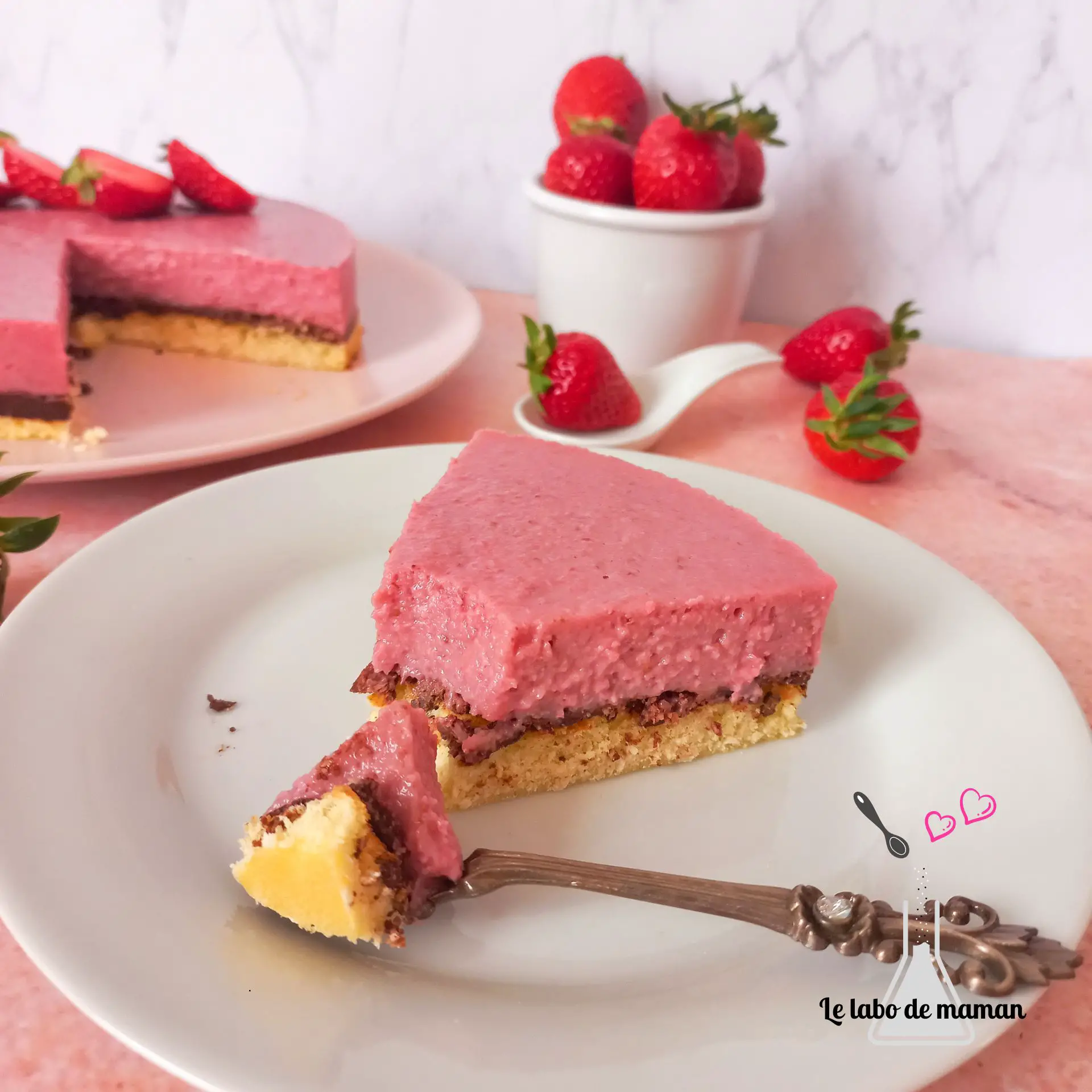 Entremet aux fraises (sans gluten et sans lactose) (au companion ou non)