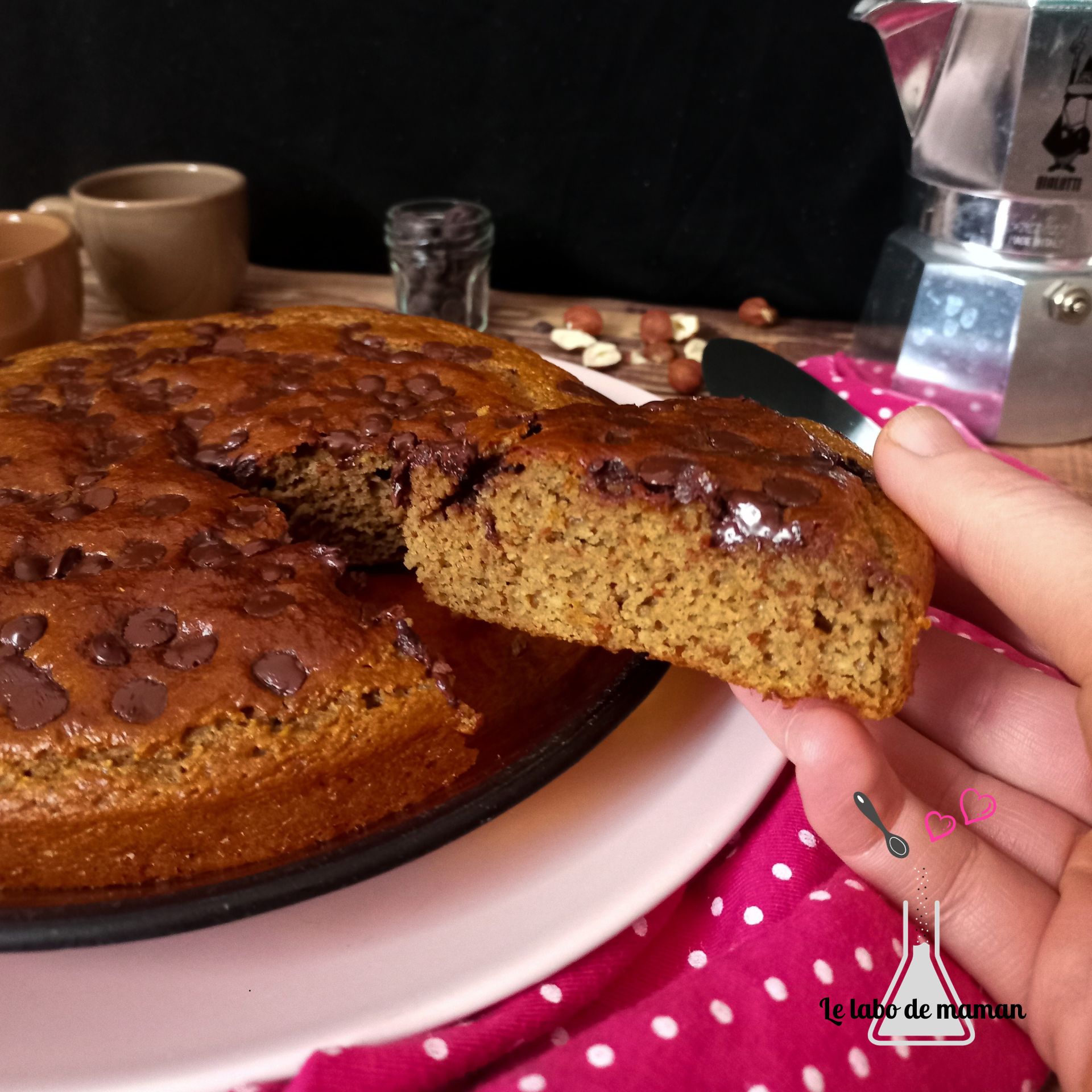 Gâteau café, noisette et café