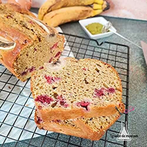Bananabread thé matcha et framboises