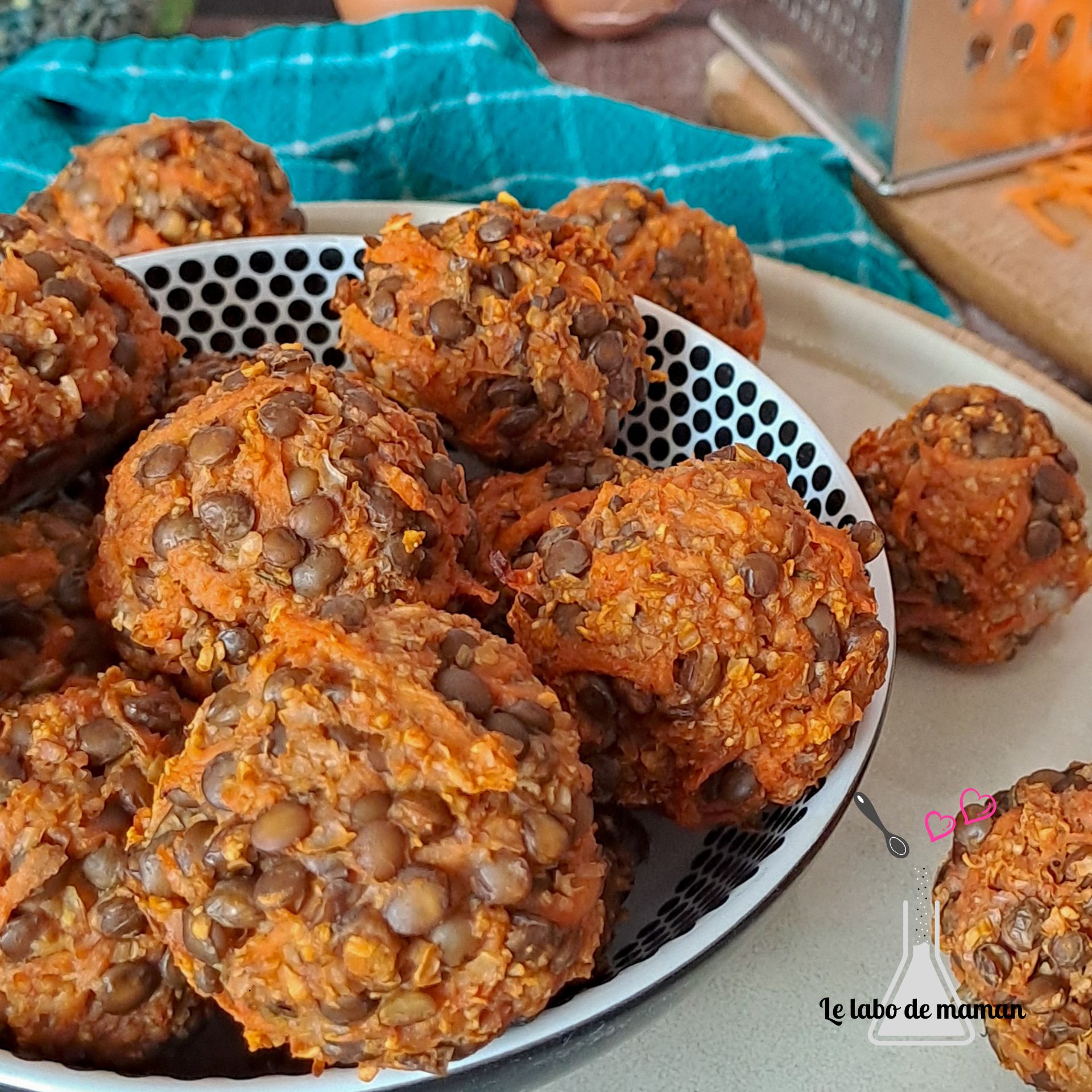 Boulettes lentilles vertes et carottes