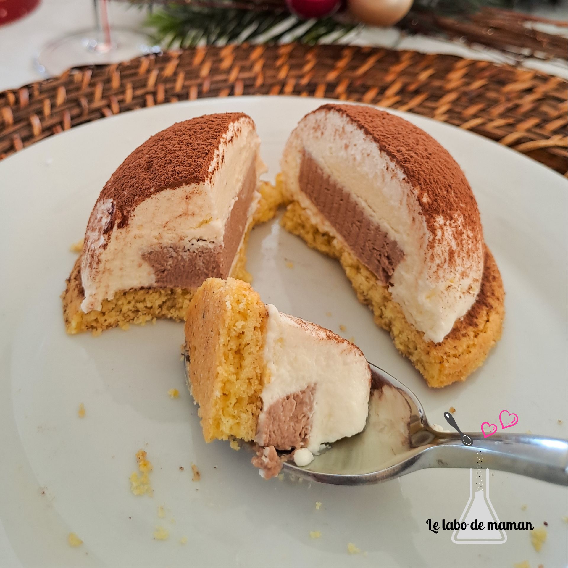 Dôme chocolat blanc et chocolat au lait