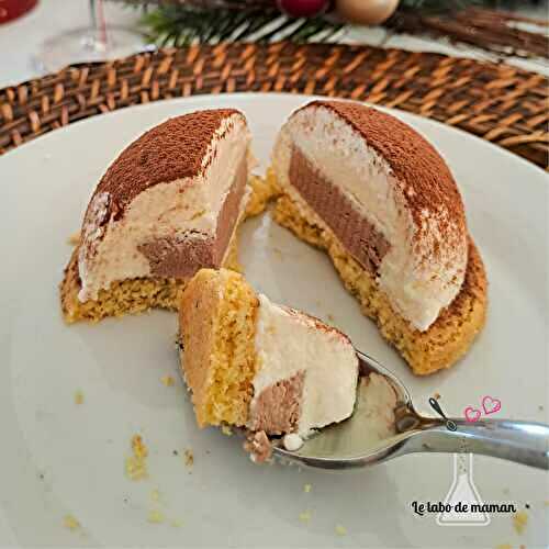 Dôme chocolat blanc et chocolat au lait