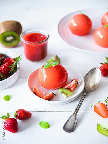 Bavarois à la fraise revisité au cœur coulant au kiwi