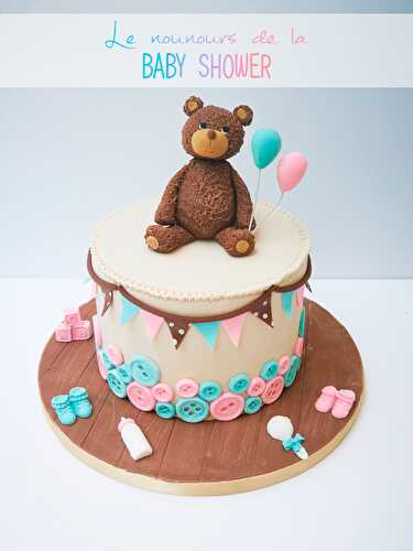 Cake design : Gâteau baby shower, l'ourson doudou - Féerie Cake