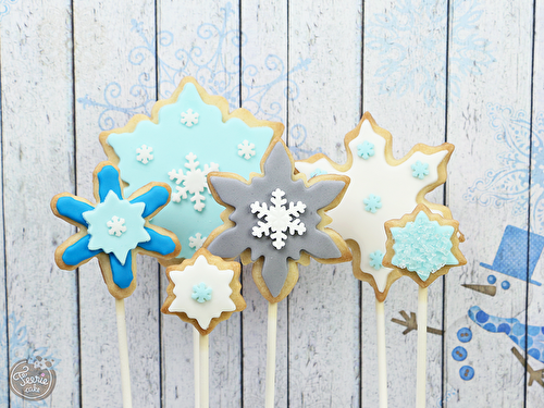 Cookie pops "flocons de neige"