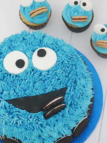 Gâteau Macaron le glouton (Cookie Monster) - Féerie Cake