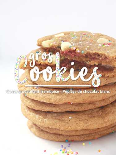 Jumbo cookies cœur croustillant framboise et chocolat blanc