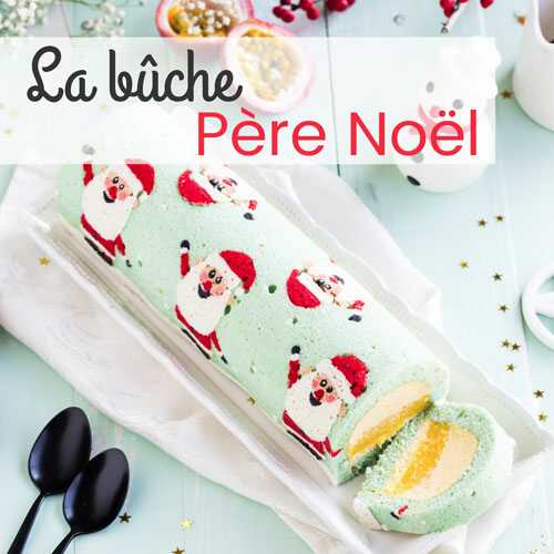 La bûche du père Noël, mangue et fruits de la passion - Féerie Cake