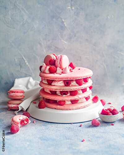 Layer cake macaron framboise chocolat - Féerie cake