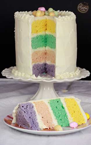Rainbow Cake de Pâques aux couleurs pastel - Féerie Cake