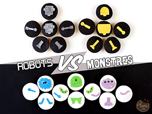 Tuto topper à cupcakes "Monstres vs Robots"