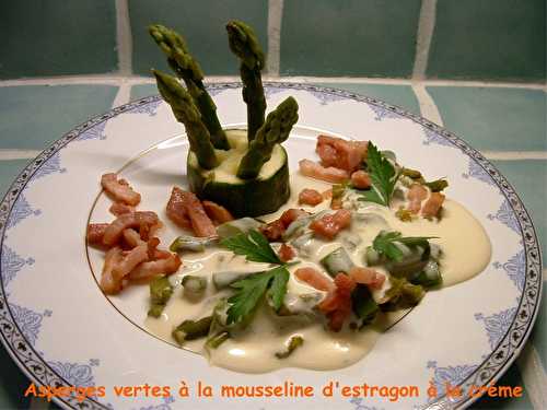 Asperges vertes à la mousseline d'estragon gratinée à la crème