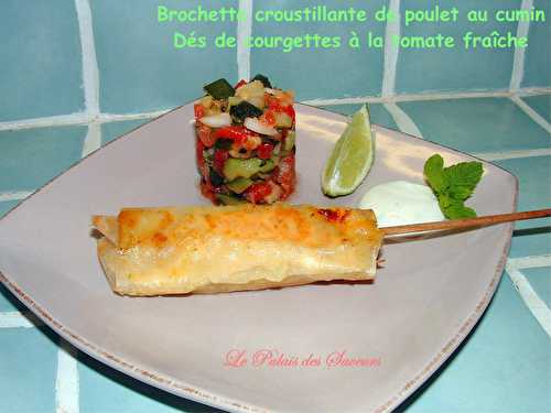 Brochette croustillante de poulet au cumin