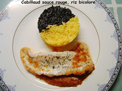 Cabillaud sauce rouge, riz bicolore