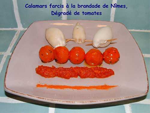 Calamars farcis à la brandade de Nîmes, Dégradé de tomates