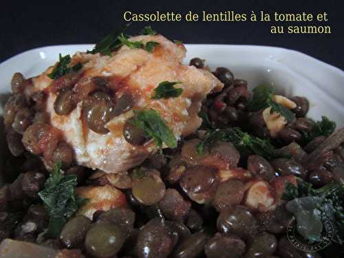 Cassolette de lentilles à la tomate et au saumon