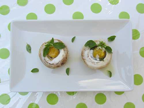 Champignons farcis aux oeufs de caille