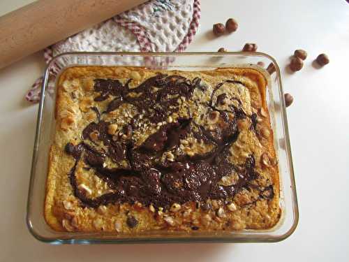 Clafoutis à la butternut, chocolat, noisettes